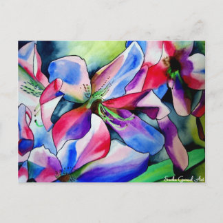 Rainbow Azalea Blume Original Aquarellmalerei Postkarte