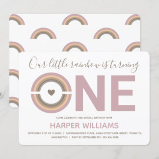 Rainbow Baby 1. Geburtstag Einladung