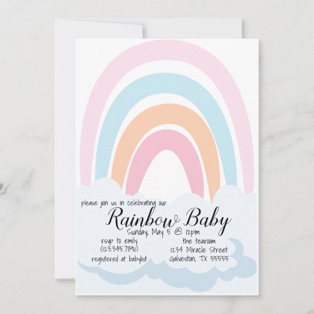 Rainbow Baby Babyshower Invitation (Devant)