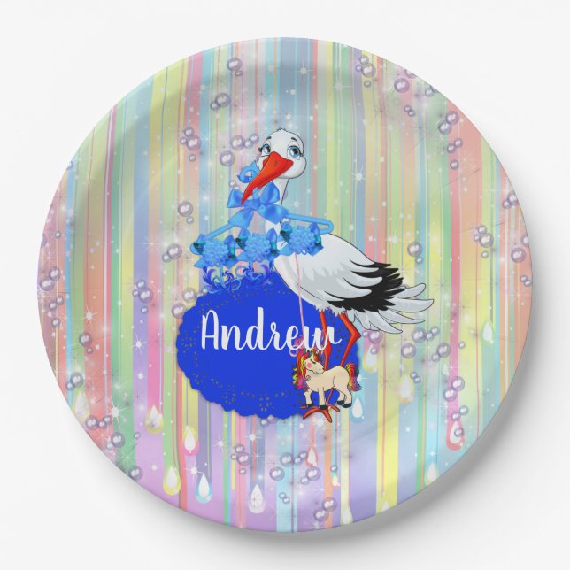 Rainbow Baby Boy Baby Dusche Pappteller (Vorderseite)