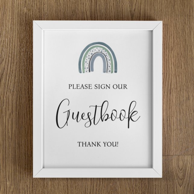 Rainbow Baby Boy Guestbook Babydusche Poster (Von Creator hochgeladen)