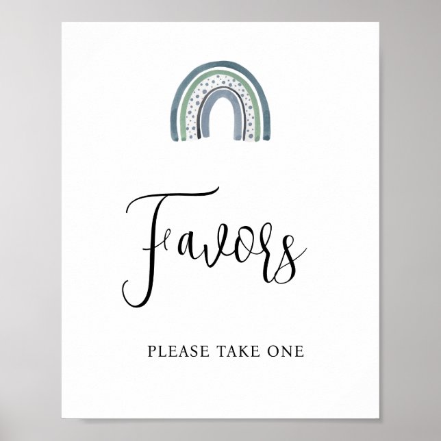 Rainbow Baby Boy Lieblings Baby Dusche Schild (Vorne)