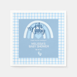 Rainbow Baby Boys Personalisiertes blaues Herz Serviette