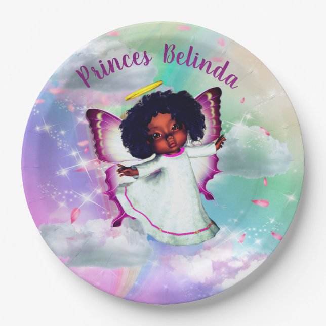 Rainbow Baby Butterfly Fairy Baby Dusche Pappteller (Vorderseite)