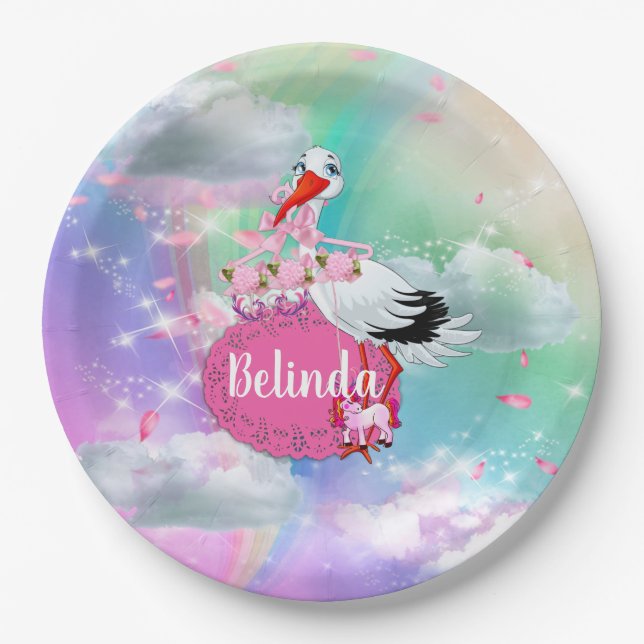 Rainbow Baby Butterfly Fairy Baby Dusche Pappteller (Vorderseite)