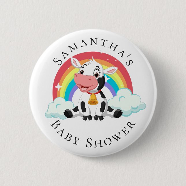 Rainbow Baby Cow Baby Showknopf Button (Vorderseite)