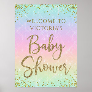 Rainbow Baby Dusche Begrüßungszeichen Poster