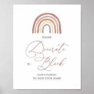 Rainbow Baby Dusche Dekorieren ein Blockzeichen Poster