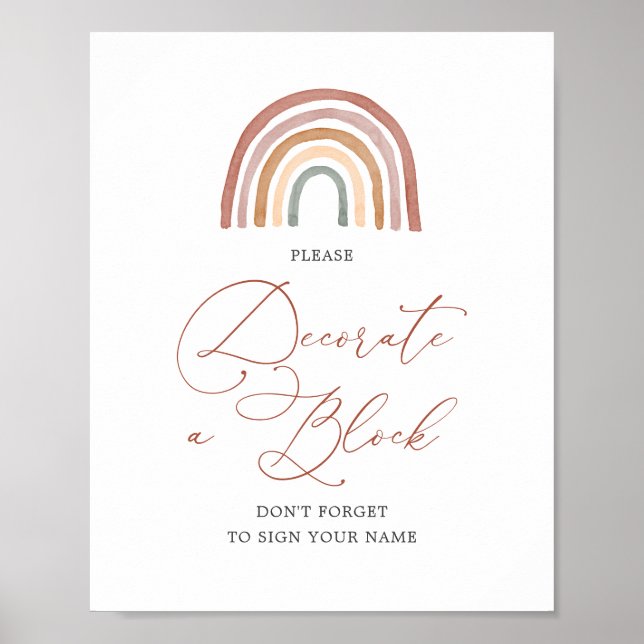 Rainbow Baby Dusche Dekorieren ein Blockzeichen Poster (Vorne)