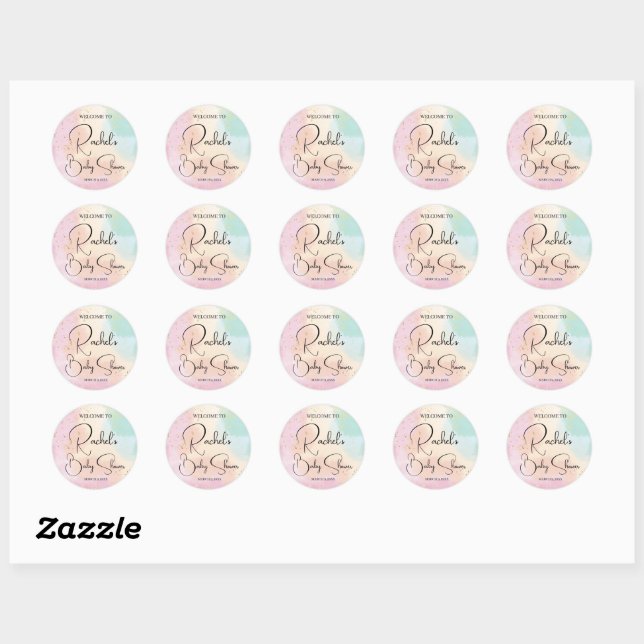 Rainbow Baby Dusche Farbenfrohe Wasserfarbe Runder Aufkleber (Blatt)