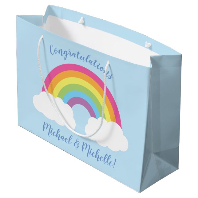 Rainbow Baby Dusche Große Geschenktüte (Rückseite Schrägansicht)