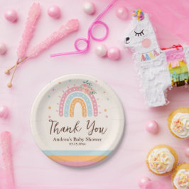 Rainbow Baby Dusche Rosa Pappteller