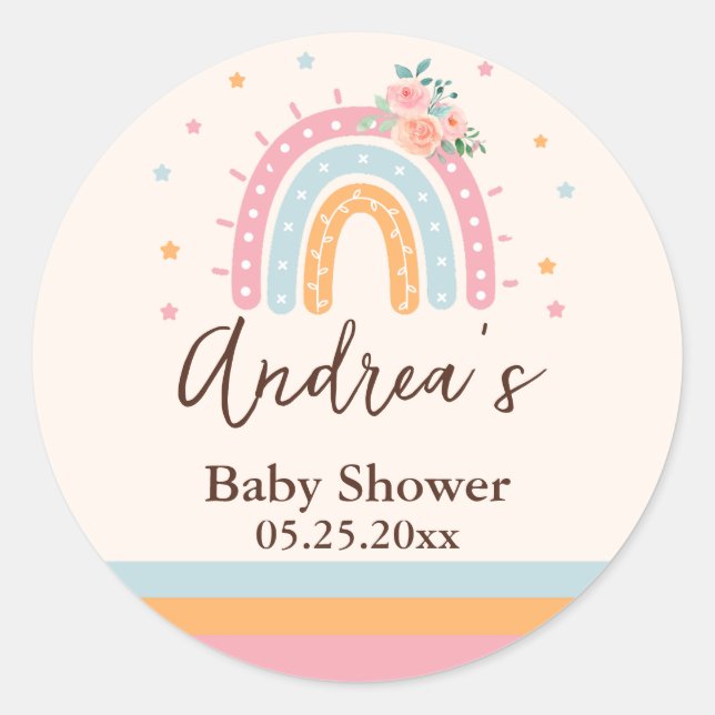 Rainbow Baby Dusche Rosa Runder Aufkleber (Vorderseite)