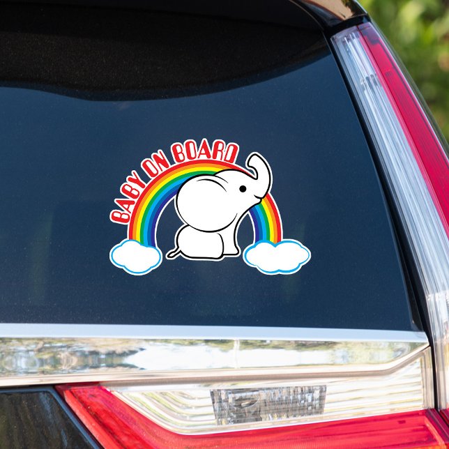 Rainbow Baby Elephant Baby On Board Car Sticker (Von Creator hochgeladen)