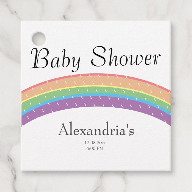 Rainbow Baby Girl oder Junge Baby Dusche Party Geschenkanhänger (Vorderseite)
