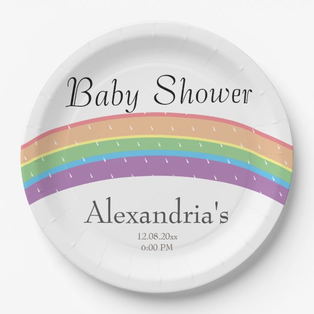 Rainbow Baby Girl oder Junge Baby Dusche Party Pappteller (Vorderseite)