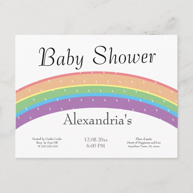 Rainbow Baby Girl oder Junge Baby Dusche Party Postkarte (Vorderseite)