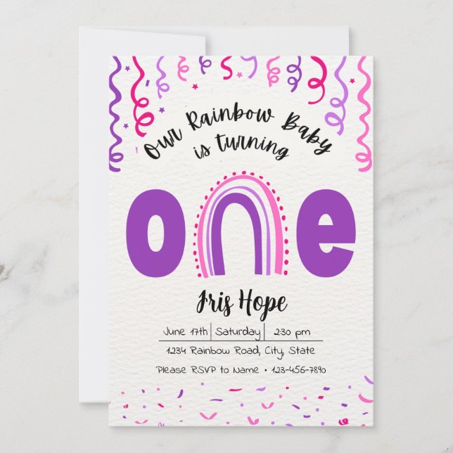 Rainbow Baby Invitation d'anniversaire (Devant)