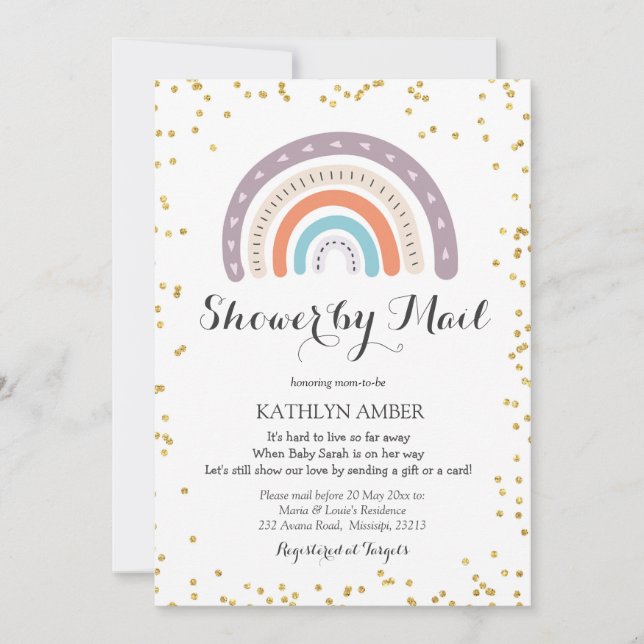 Rainbow Baby Shooter per Post Einladung (Vorderseite)