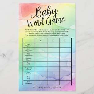Rainbow Baby Shooter Word Game Duschkarte