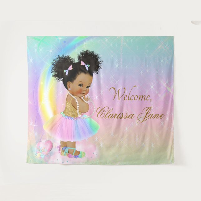 Rainbow Baby Shooting Backdrop Banner Afro Girl Wandteppich (Vorderseite (Horizontal))