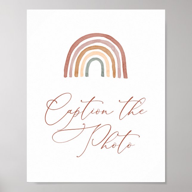 Rainbow Baby Shower Caption Das Foto-Zeichen Poster (Vorne)