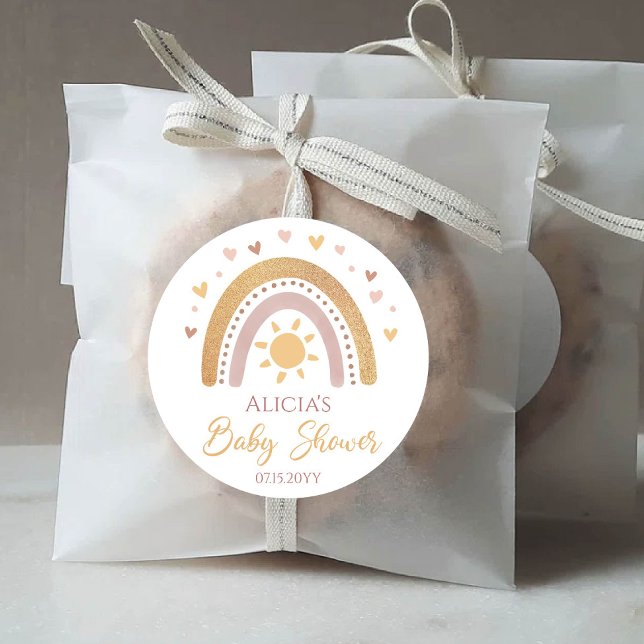 Rainbow Baby Shower Classic Round Sticker (Von Creator hochgeladen)