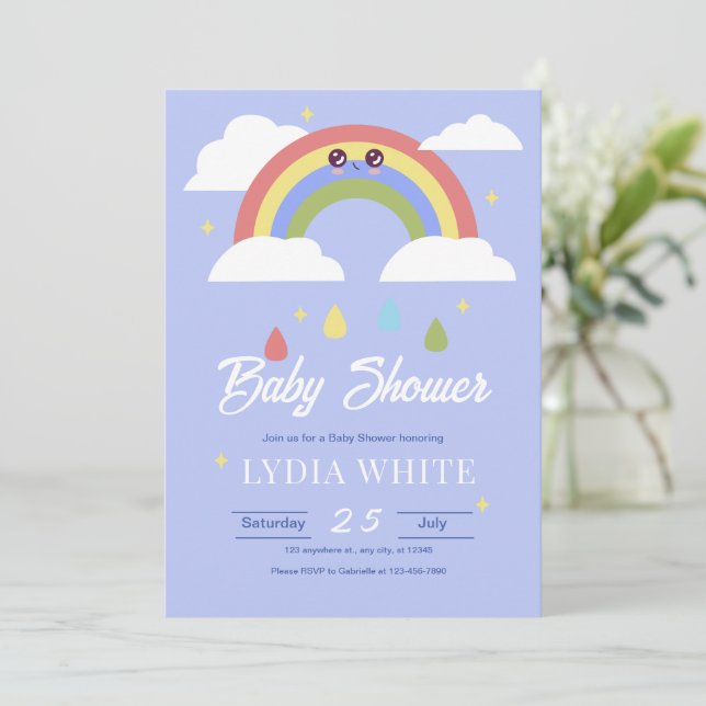 Rainbow Baby Shower Einladung, Baby Boy Baby Show Einladung (Stehend Vorderseite)