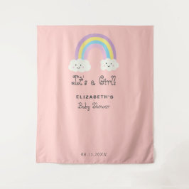 Rainbow Baby Shower Niedlich Es ist ein Girl Pink  Wandteppich