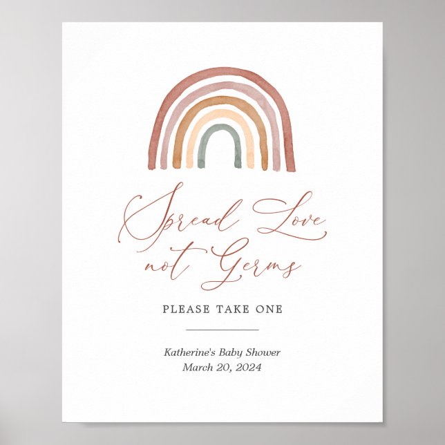 Rainbow Baby Shower Sanitizing Station Schild (Vorne)