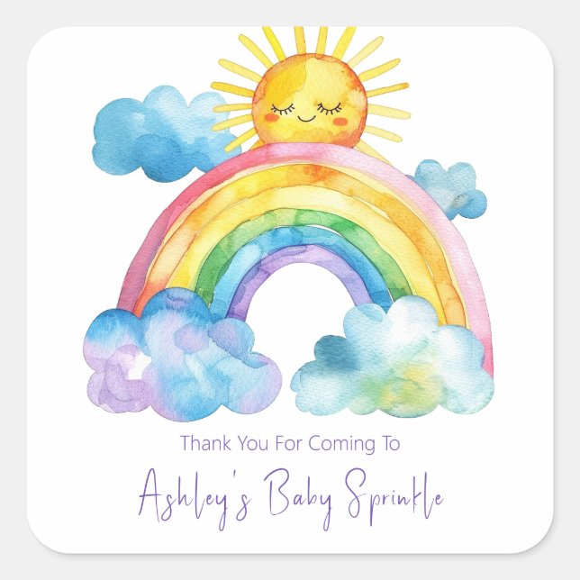 Rainbow Baby Sprinkle Quadratischer Aufkleber (Vorderseite)