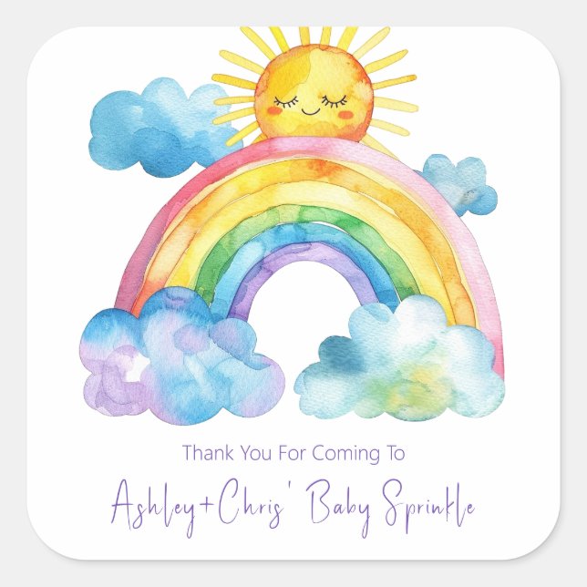 Rainbow Baby Sprinkle Quadratischer Aufkleber (Vorderseite)