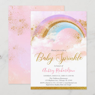 Rainbow baby streuen pastellfarbene Mädchen in ros Einladung