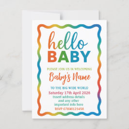 Rainbow-Babydusche personalisiert einladen Postkarte