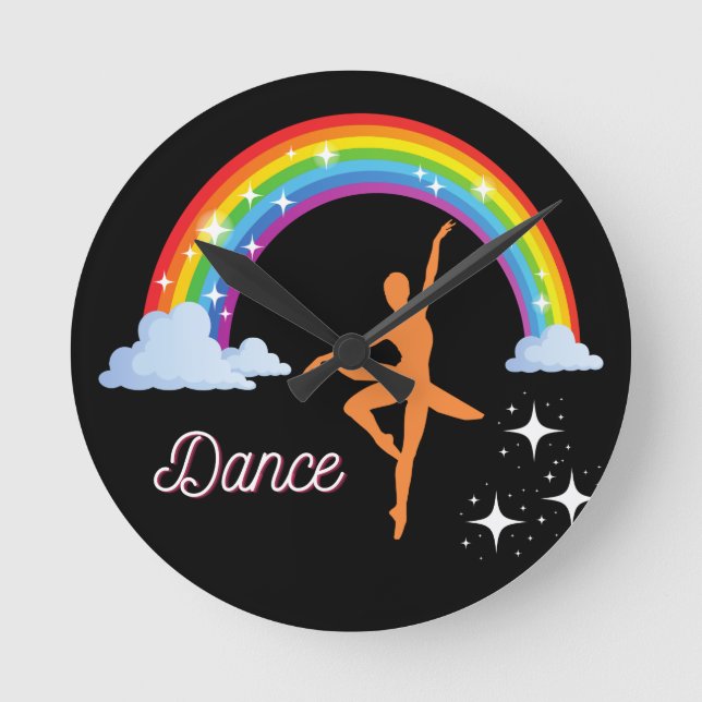 Rainbow Ballerina Dance Runde Wanduhr (Vorderseite)