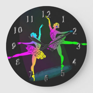 Rainbow Ballet Tänzer im Rampenlicht Große Wanduhr