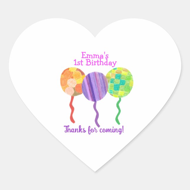 Rainbow balloon 1st birthday sticker (Vorderseite)