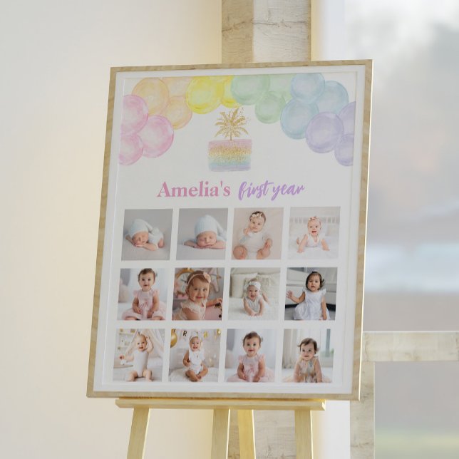 Rainbow Balloon Birthday Foto Milestone Zeichen Poster (Von Creator hochgeladen)