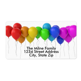 Rainbow Balloons-Adressetikett