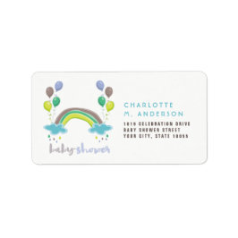 Rainbow & Balloons Boy Baby Dusche Rücksendeadress Adressaufkleber