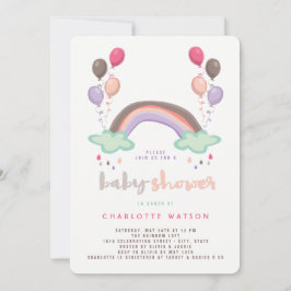 Rainbow & Balloons Niedlich Whimsical Girl Baby Du Einladung