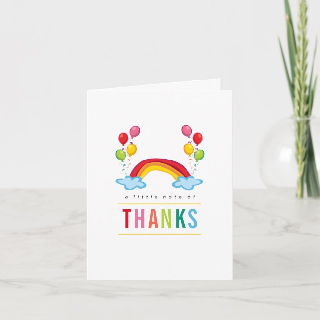 Rainbow & Balloons zum Geburtstag Danke Note Card (Vorderseite)