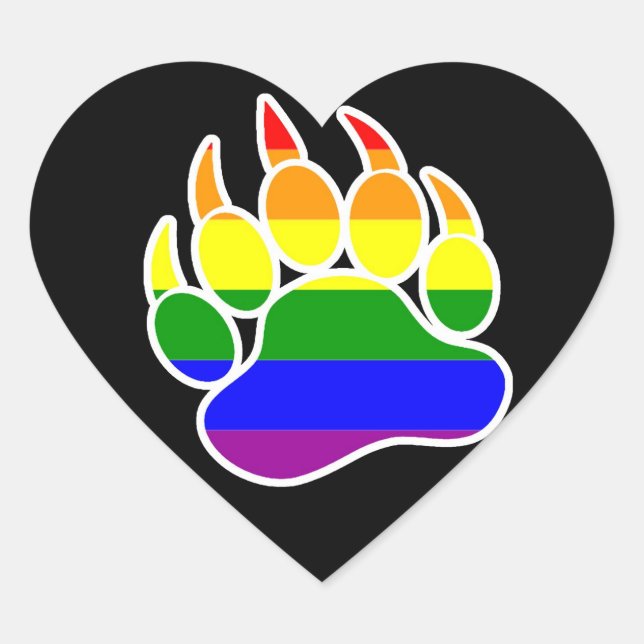 Rainbow Bar Paw Herzform - Sticker (Vorderseite)