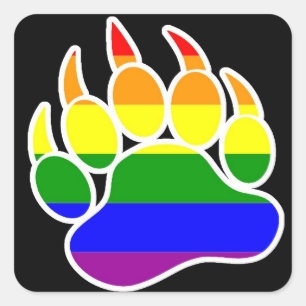 Rainbow Bar Paw Square - Aufkleber