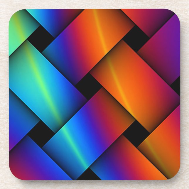 Rainbow Basket Weave Getränkeuntersetzer (Vorderseite)