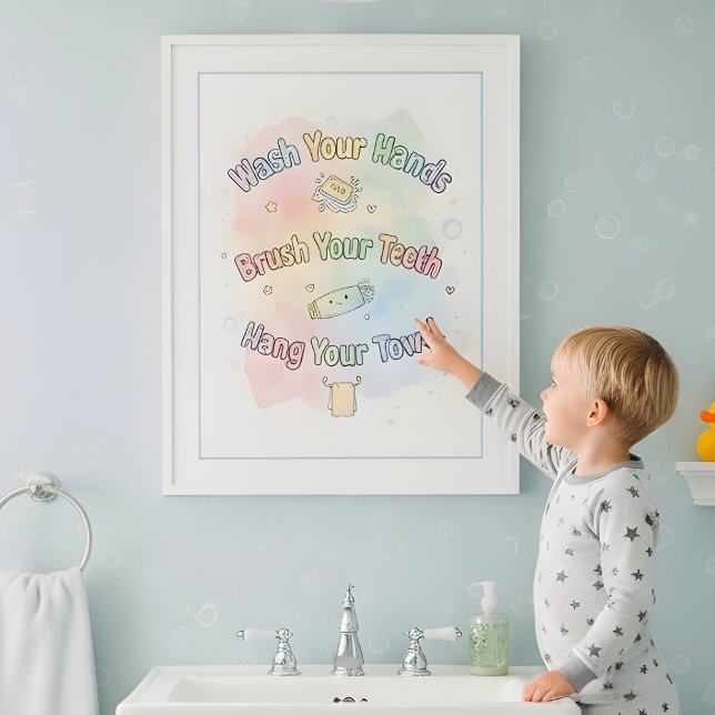 Rainbow Bathroom Rules Kids Bathroom Wall Art Poster (Von Creator hochgeladen)