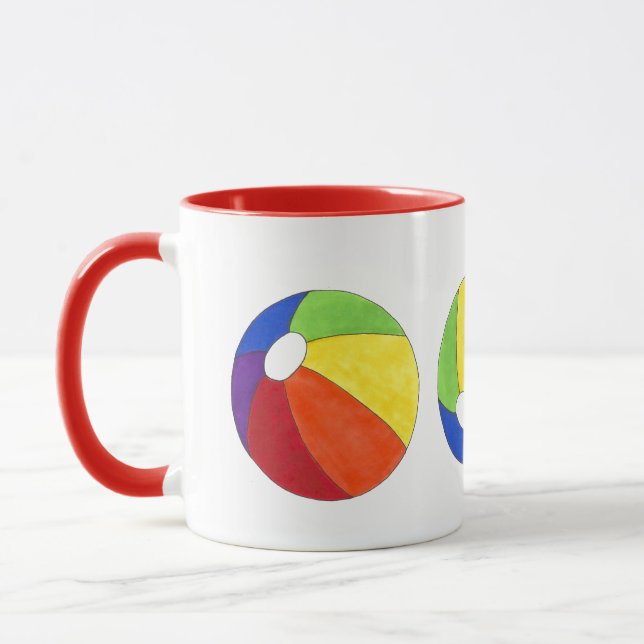 Rainbow Beach Ball Beachball Urlaub Ozean Sommer Tasse (Links)