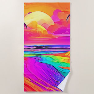 Rainbow Beach: Cartoon Fun Strandtuch