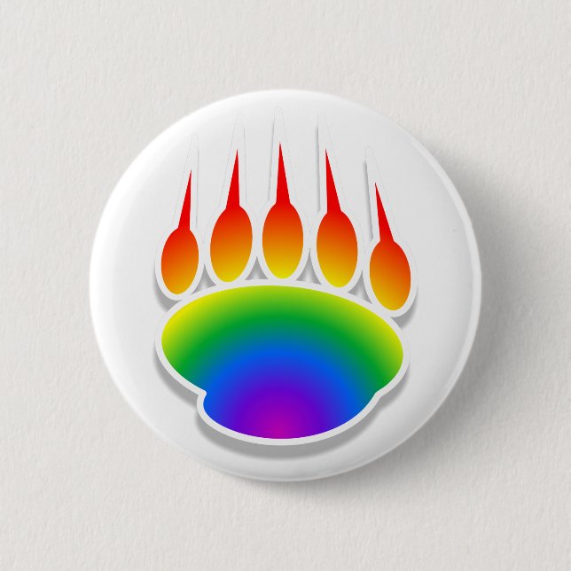 Rainbow Bear Paw Print Button (Vorderseite)