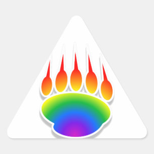 Rainbow Bear Paw Print Dreieckiger Aufkleber
